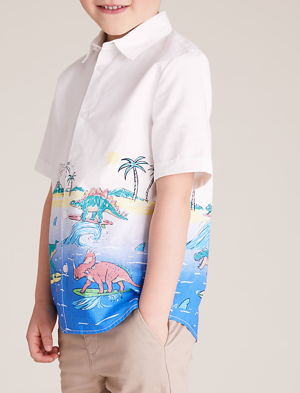 Pure Cotton Dinosaur Print Shirt