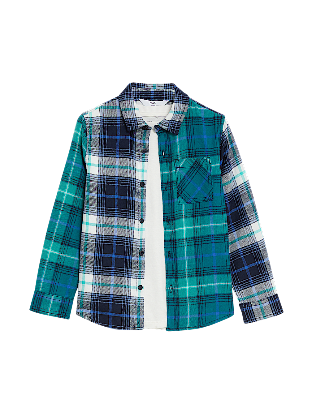 2pc Pure Cotton Checked Shirt & T-Shirt Set (2-8 Yrs)