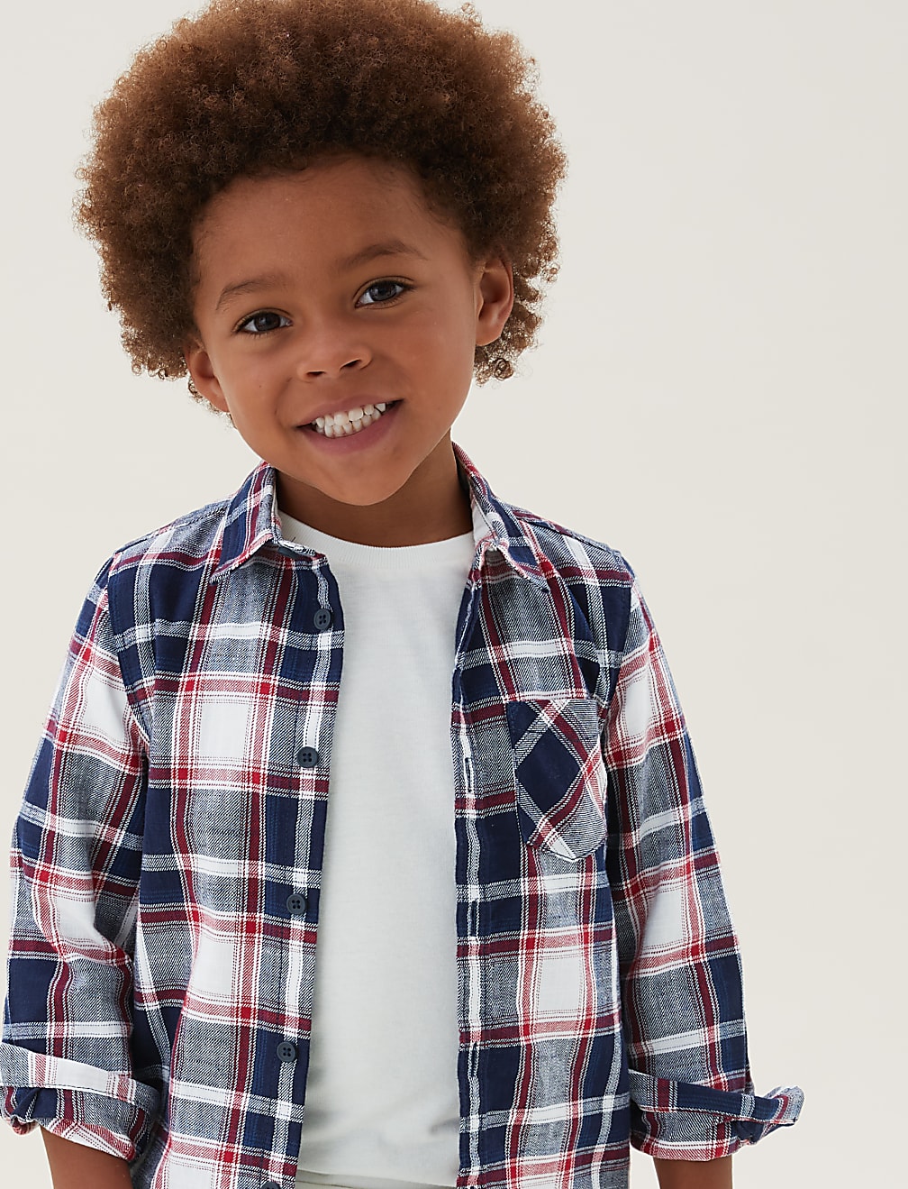 2pc Pure Cotton Check Shirt and T-Shirt (2-7 Yrs)