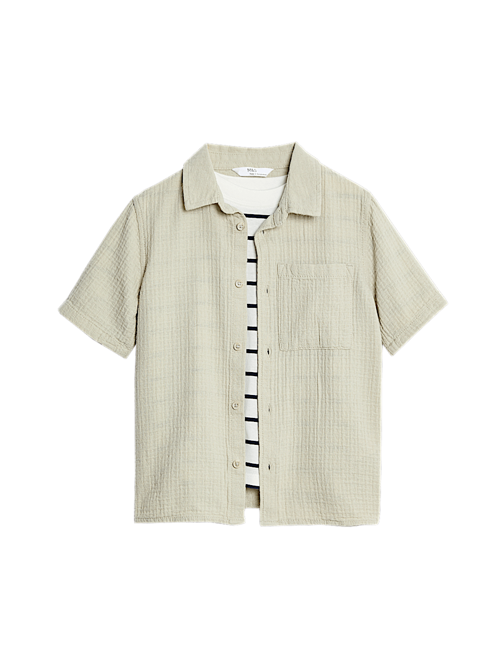 Cotton Rich Textured Shirt & T-Shirt Set (2-8 Yrs)