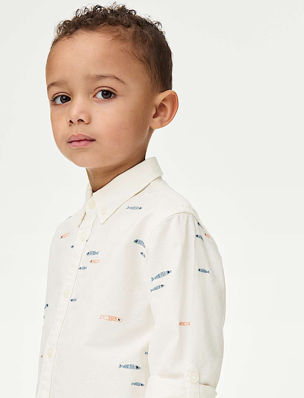 Pure Cotton Fish Embroidered Oxford Shirt (1-8 Yrs)