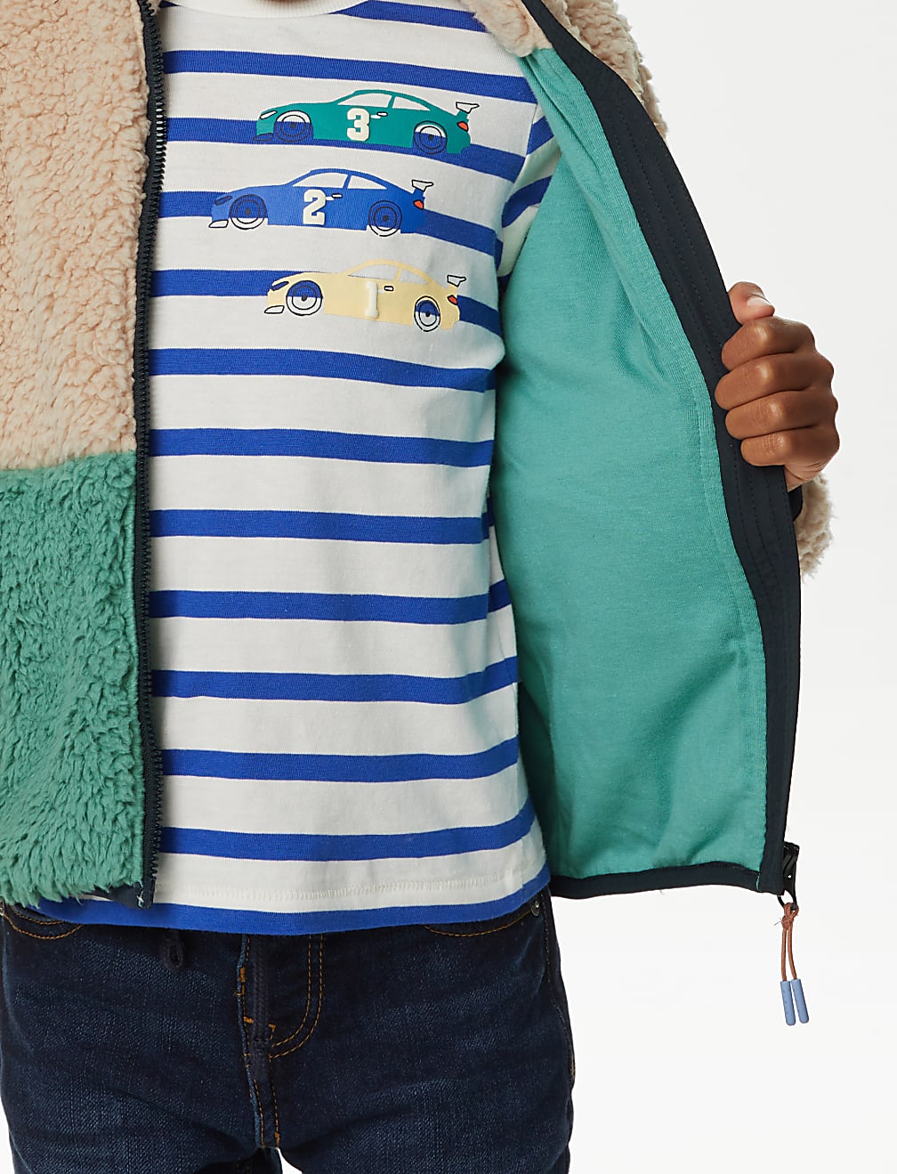 Borg Colourblock Zip Up Jacket (2-8 Yrs)