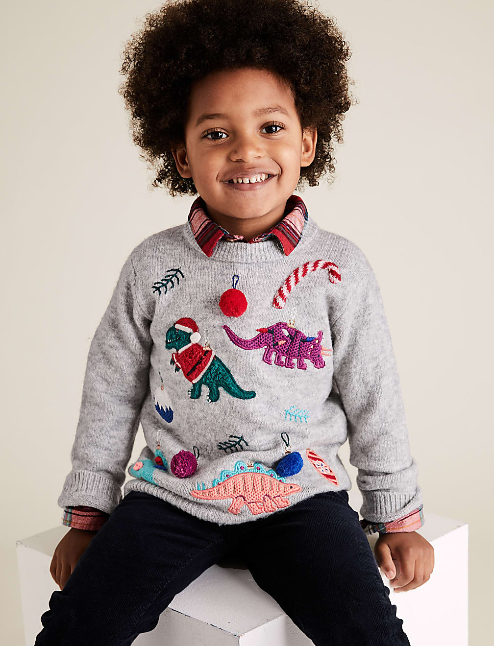 Dinosaur Applique Christmas Jumper (2-7 Yrs)