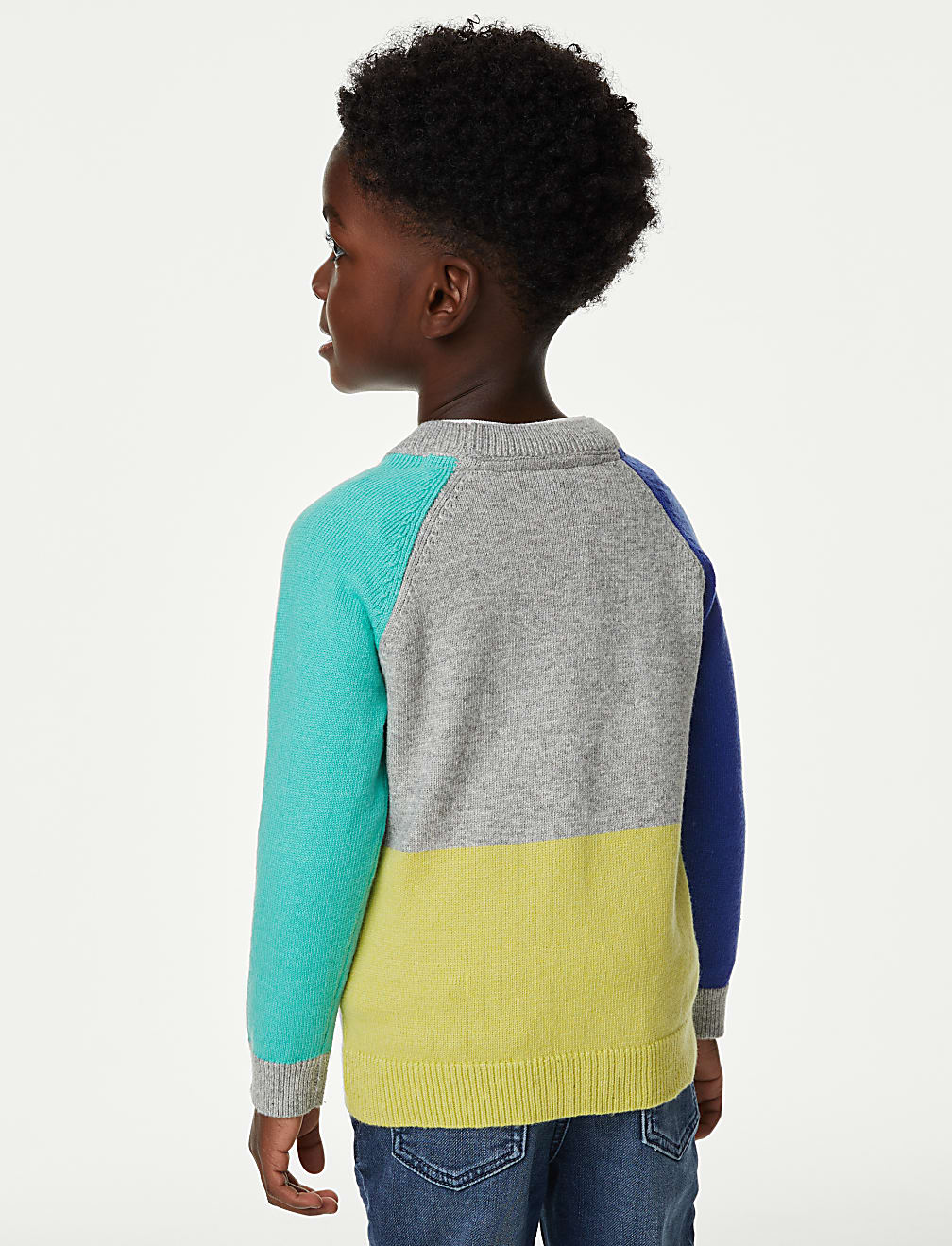 Cotton Rich Colour Block Knitted Jumper (2-8 Yrs)