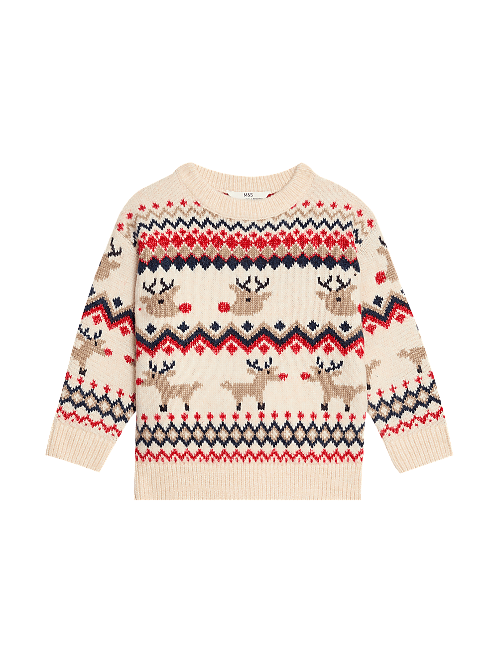 Festive Reindeer Fair Isle Knitted Jumper (2-8 Yrs)