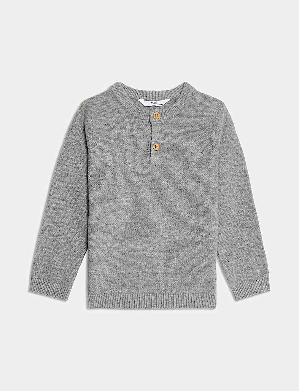 Henley Knitted Jumper (0-8 Yrs)
