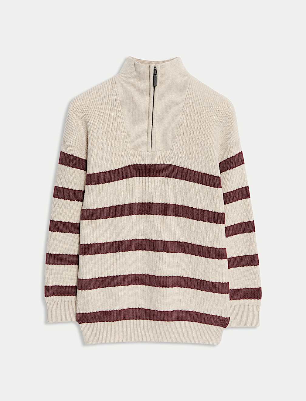 Cotton Rich Striped Half Zip Jumper (2-8 Yrs)