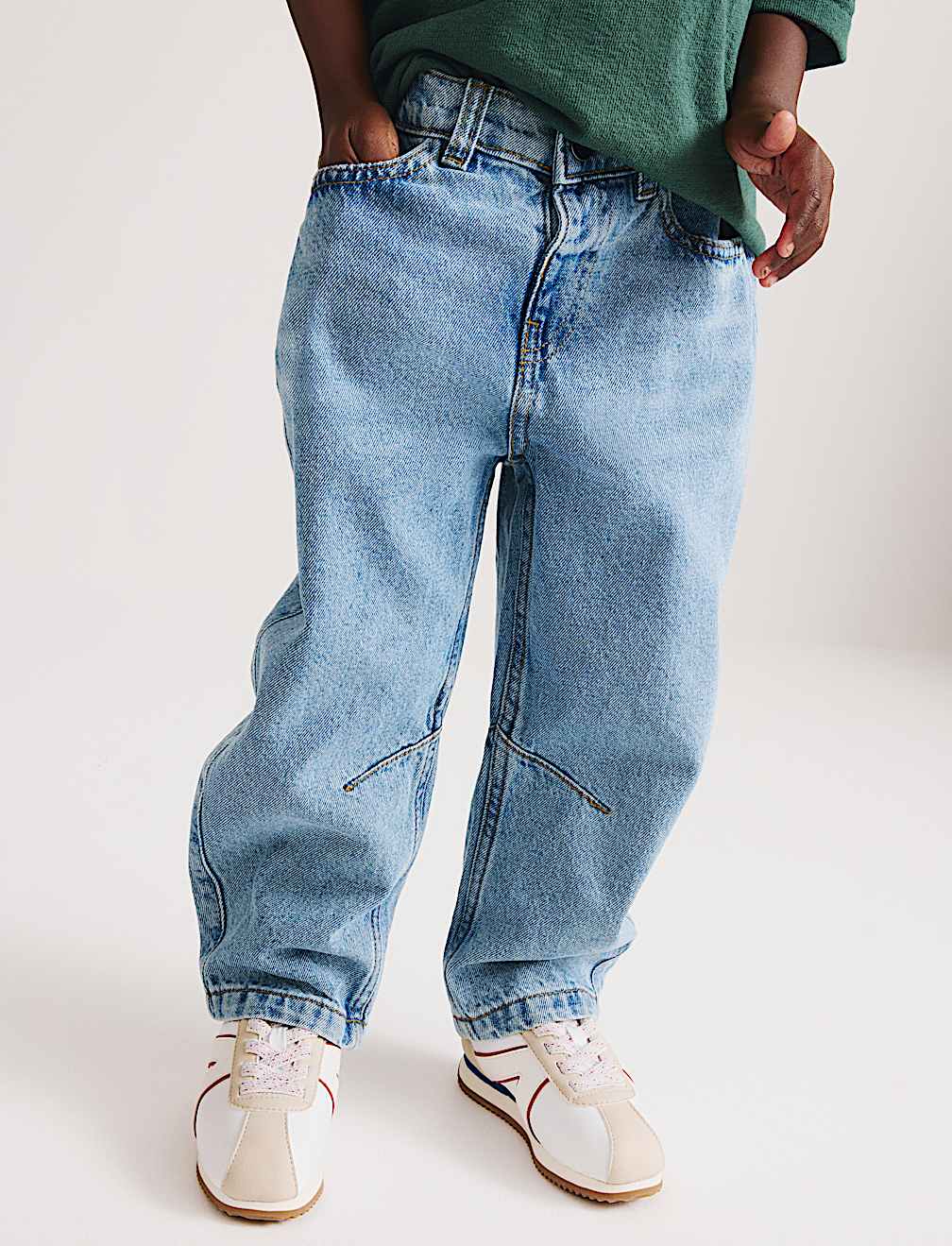 Pure Cotton Barrel Leg Jeans (2-8 Yrs)