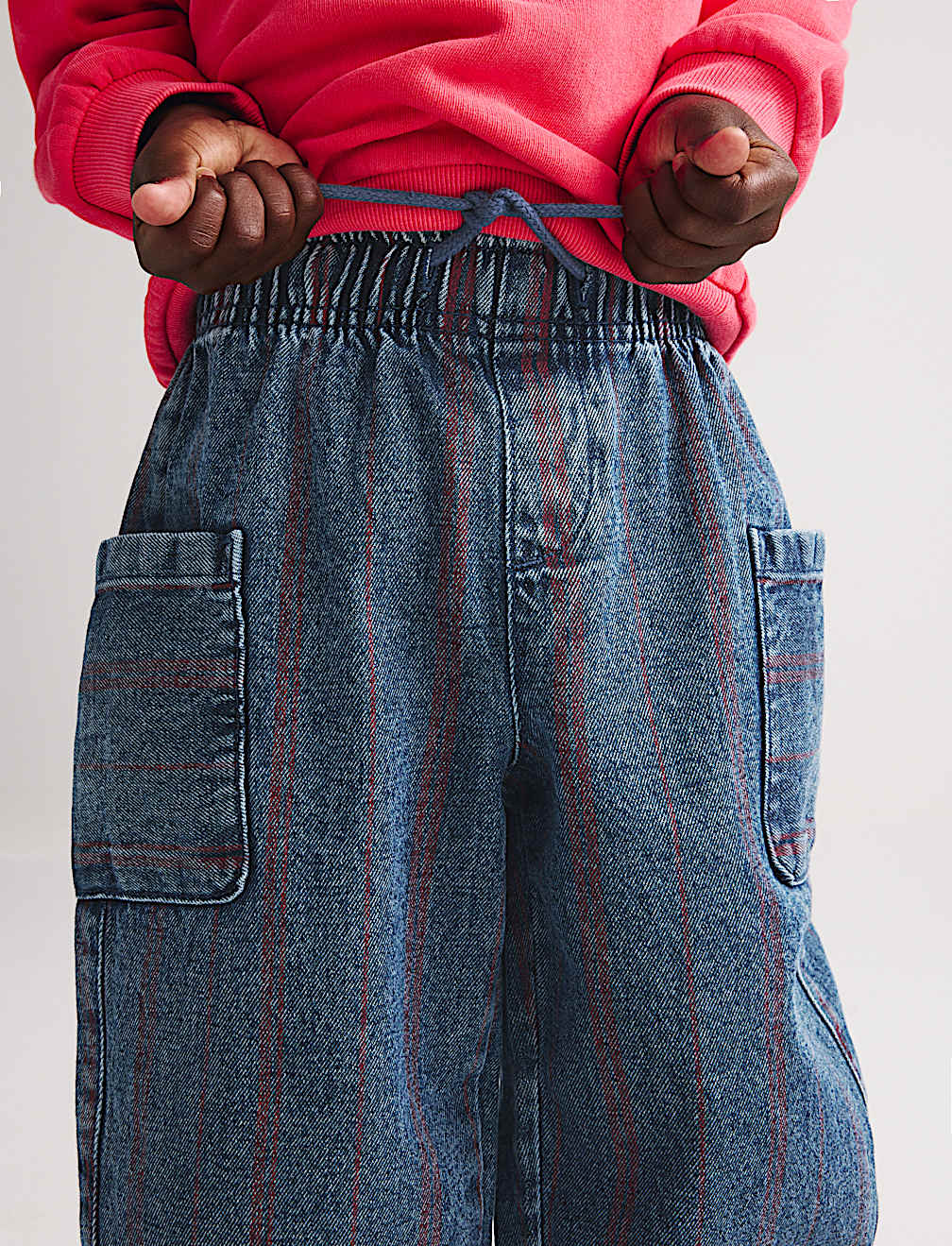 Relaxed Pure Cotton Denim Striped Jeans (2-8 Yrs)