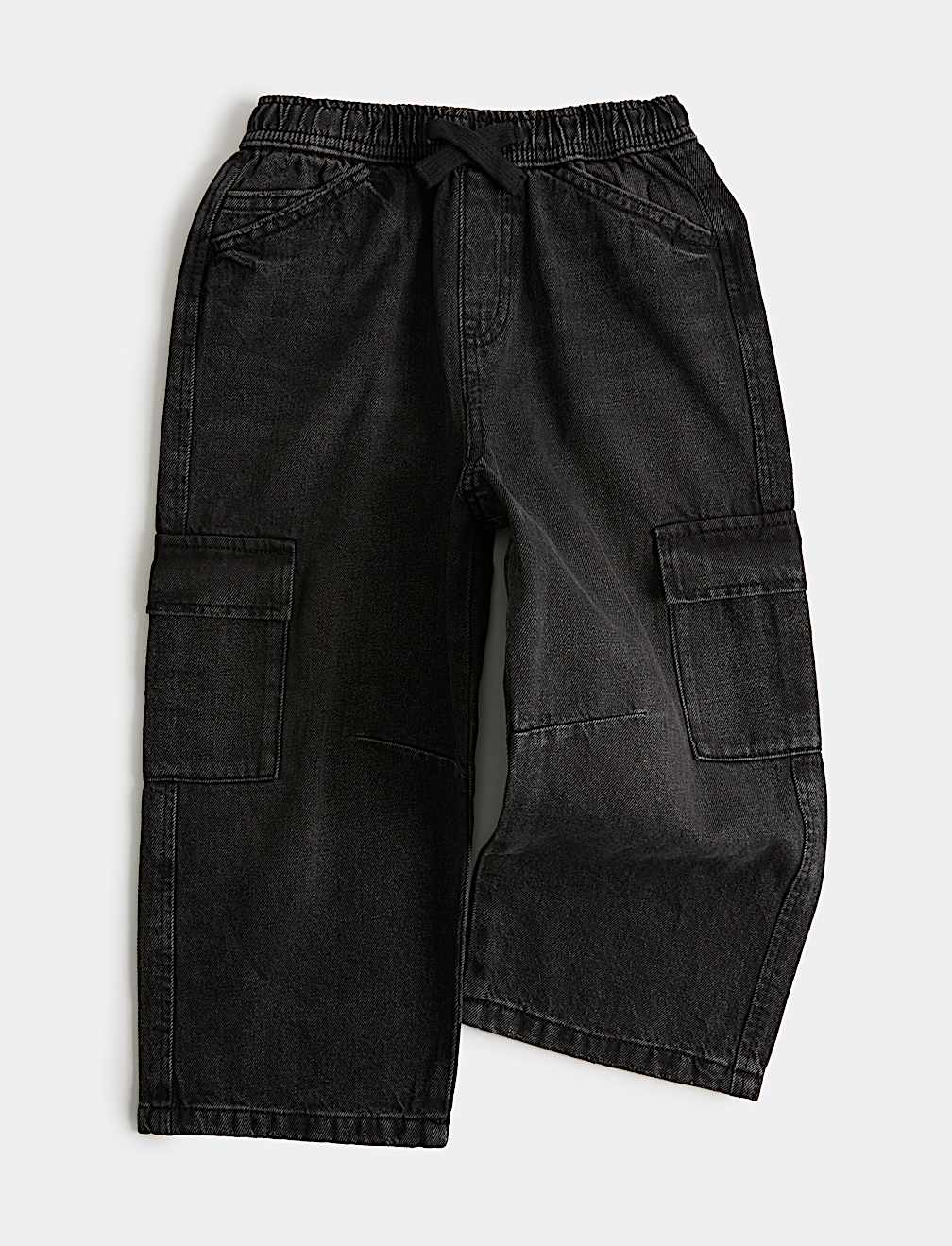 Pure Cotton Wide Leg Cargo Jeans (2-8 Yrs)