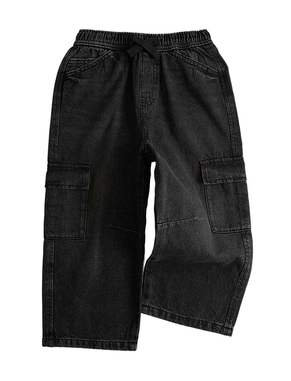 Pure Cotton Wide Leg Cargo Jeans (2-8 Yrs)