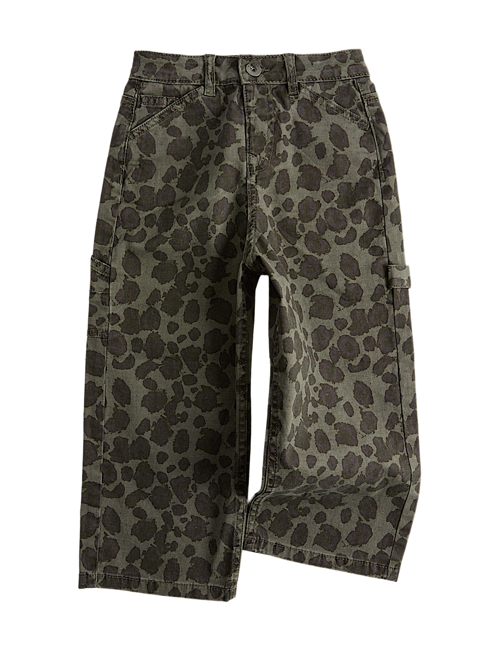 Cotton Rich Leopard Print Carpenter Jeans (2-8 Yrs)