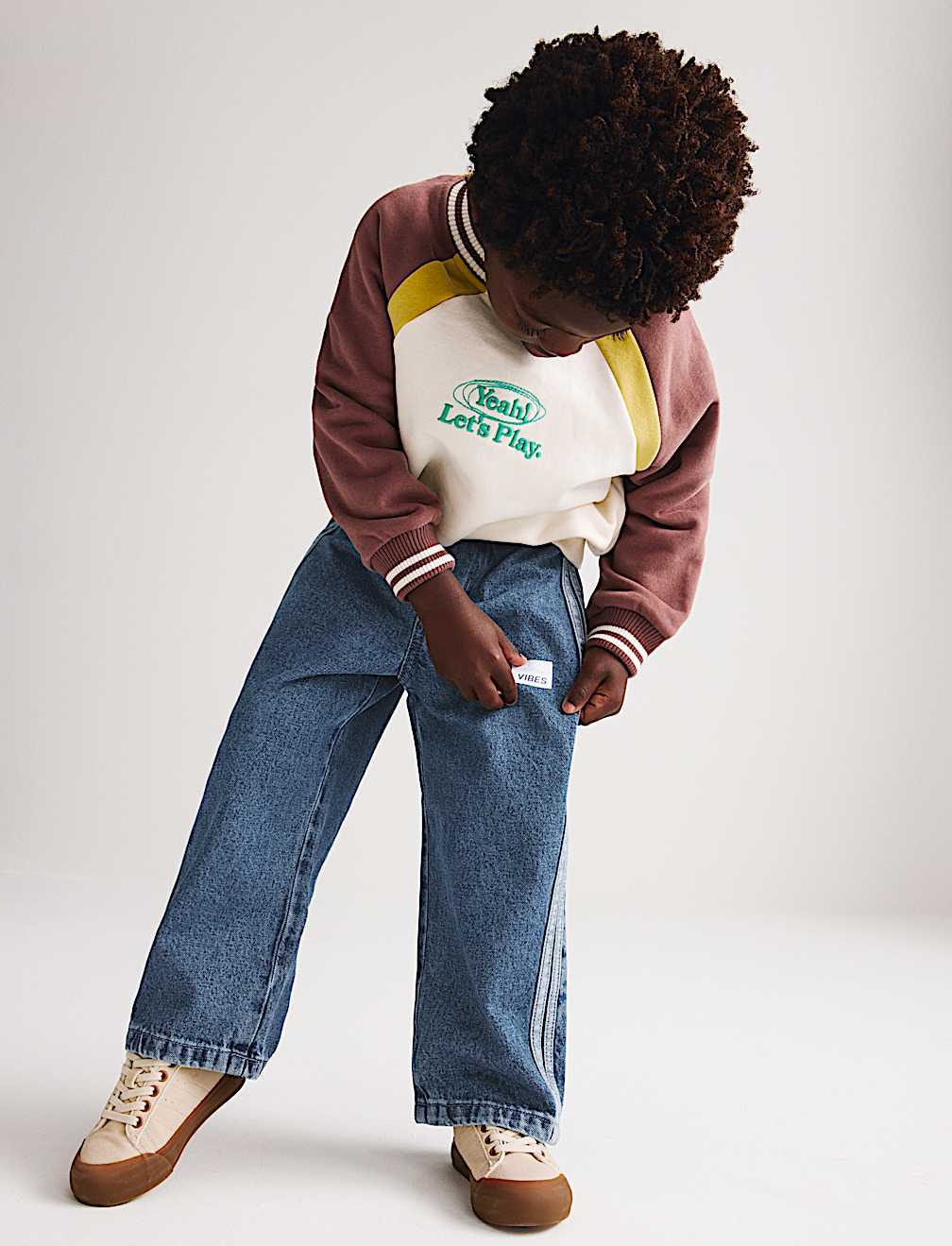 Wide Leg Pure Cotton Denim Joggers (2-8 Yrs)