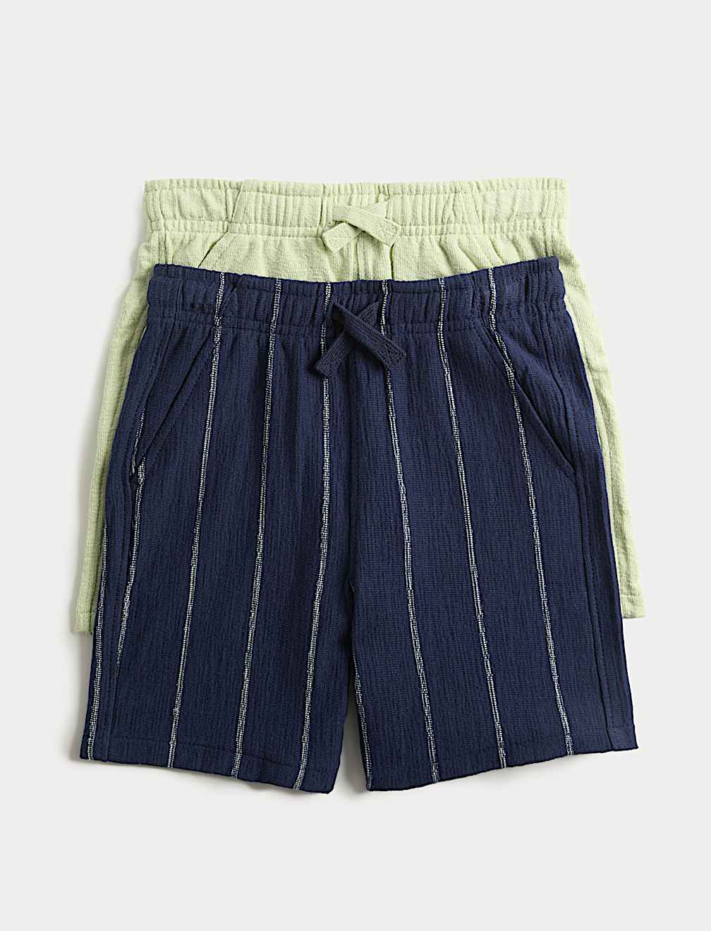 2pk Pure Cotton Textured Shorts (2-8 Yrs)