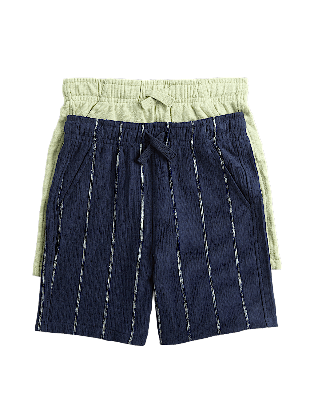 2pk Pure Cotton Textured Shorts (2-8 Yrs)