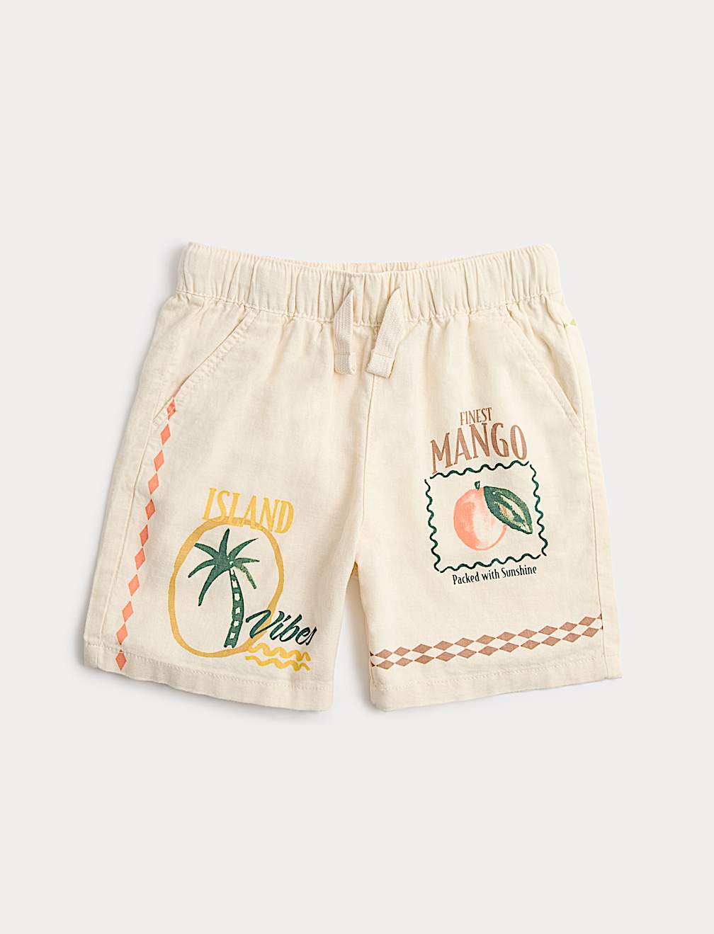Linen Blend Island Print Shorts (2-8 Years)