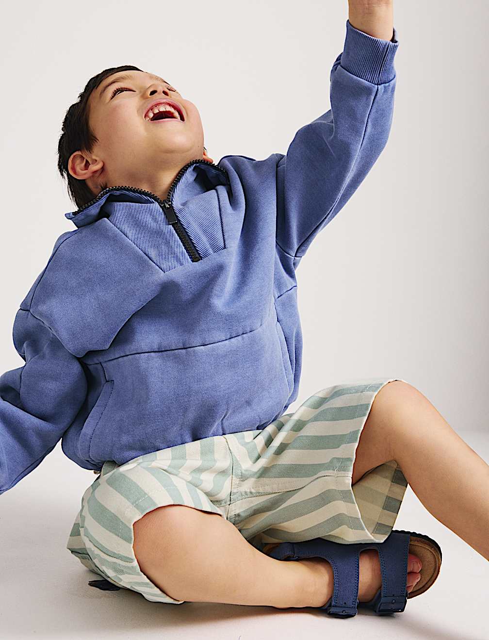 Pure Cotton Denim Striped Shorts (2-8 Yrs)