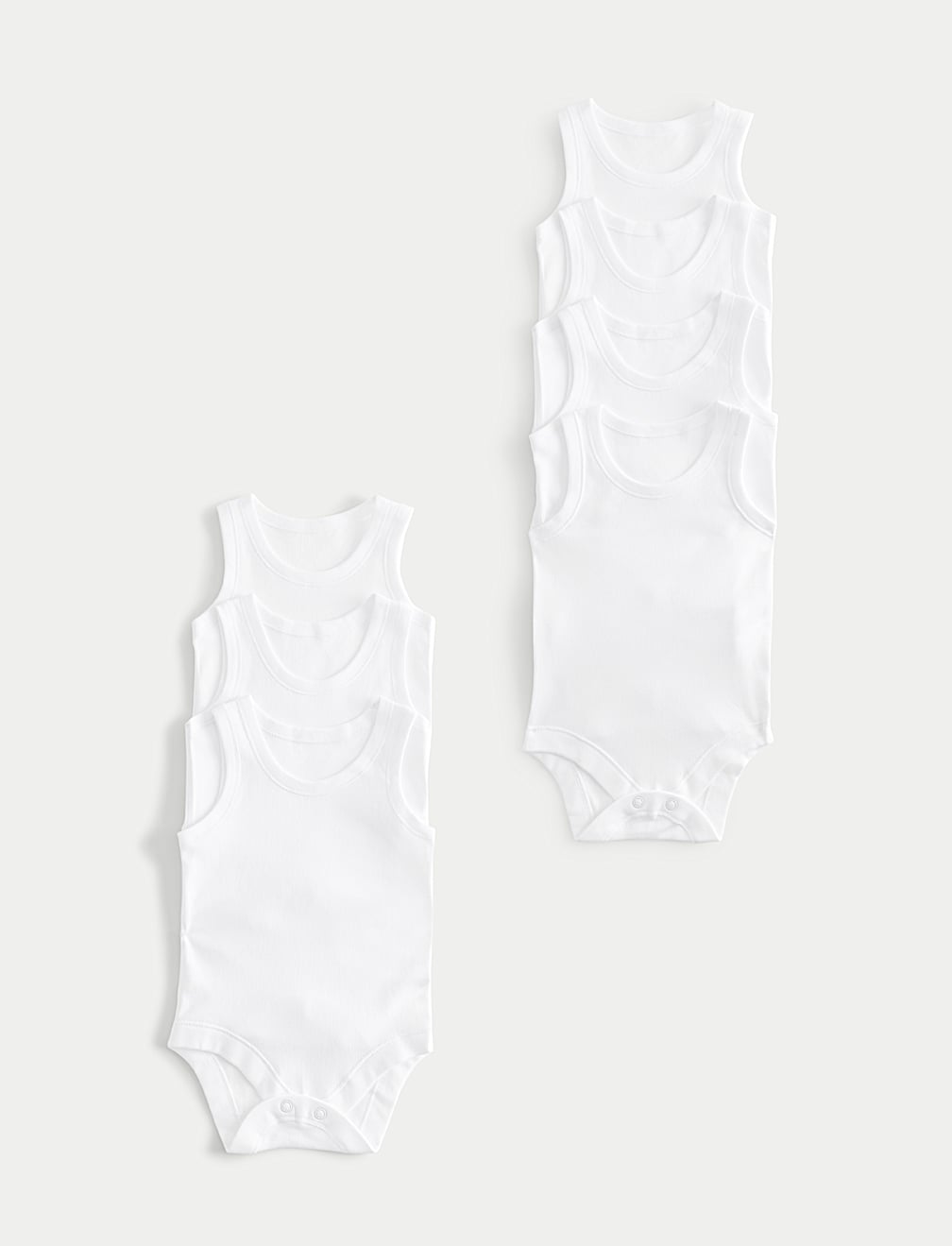 7 Pack Pure Cotton Sleeveless Bodysuits (5lbs-3 Yrs)