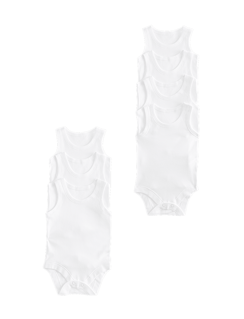 7 Pack Pure Cotton Sleeveless Bodysuits (5lbs-3 Yrs)