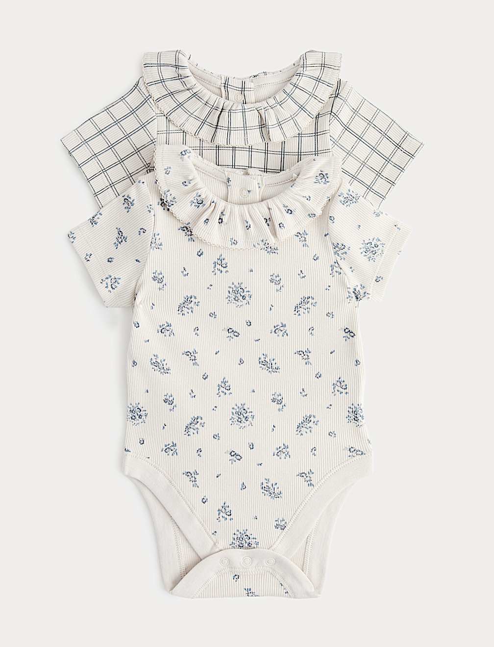 2 Pack Cotton Rich Frilled Bodysuits (Newborn - 12 Months)