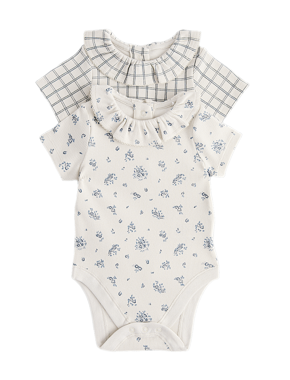 2 Pack Cotton Rich Frilled Bodysuits (Newborn - 12 Months)