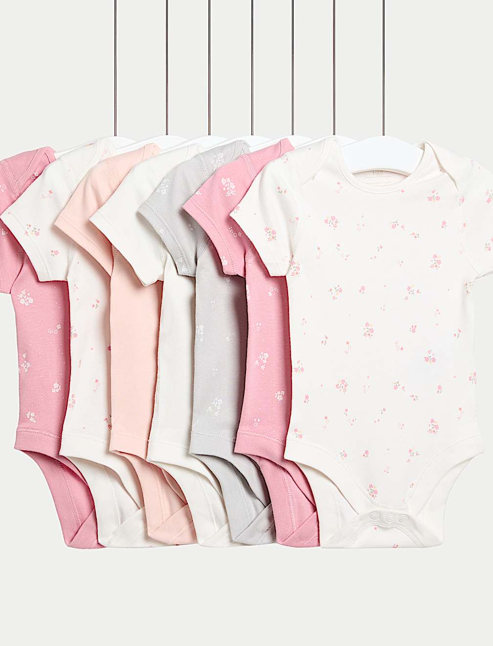 7pk Pure Cotton Floral Bodysuits (5lbs-3 Yrs)