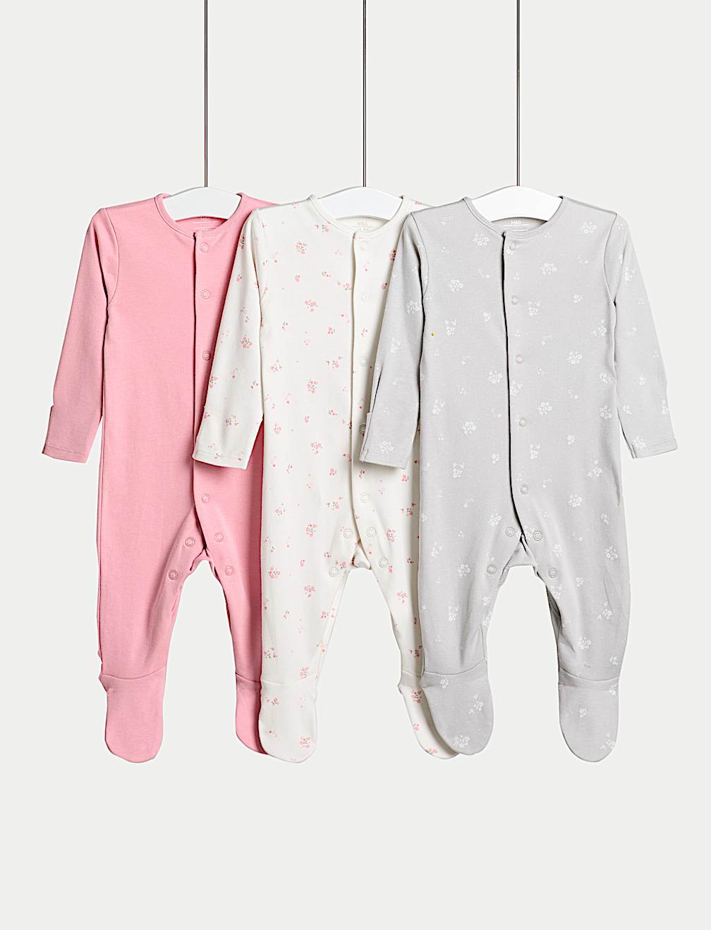 3pk SP Floral Popper Footed Sleepsuit