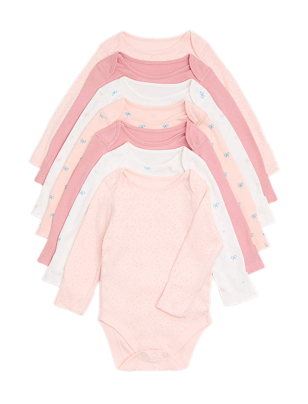 7 Pack Pure Cotton Bow Bodysuit (0-3 Yrs)