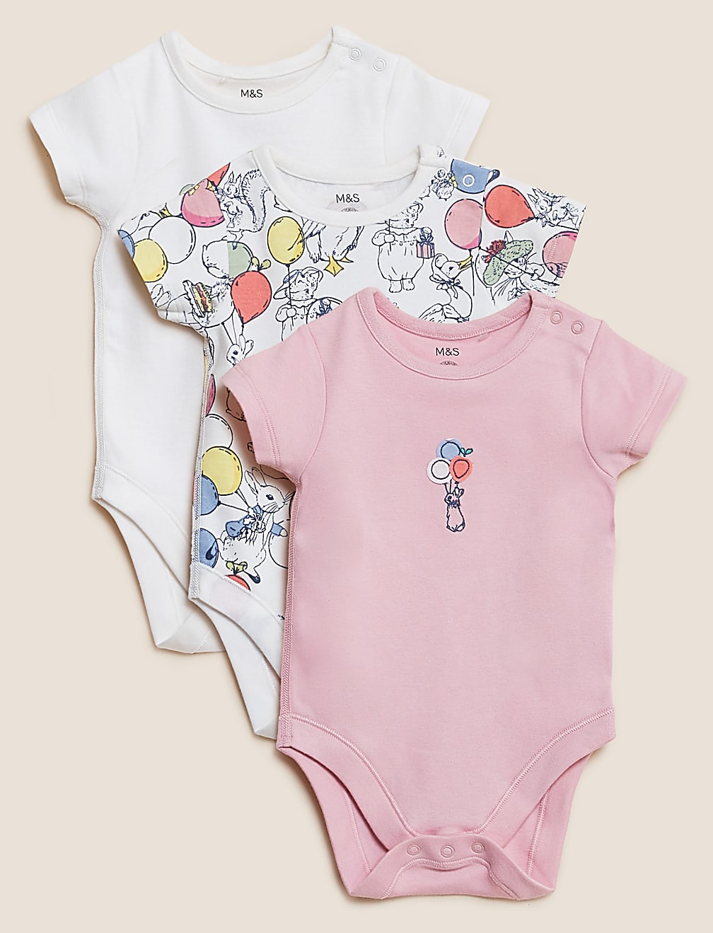 3pk Pure Cotton Peter Rabbit™ Bodysuits (5½lbs - 3 Yrs)
