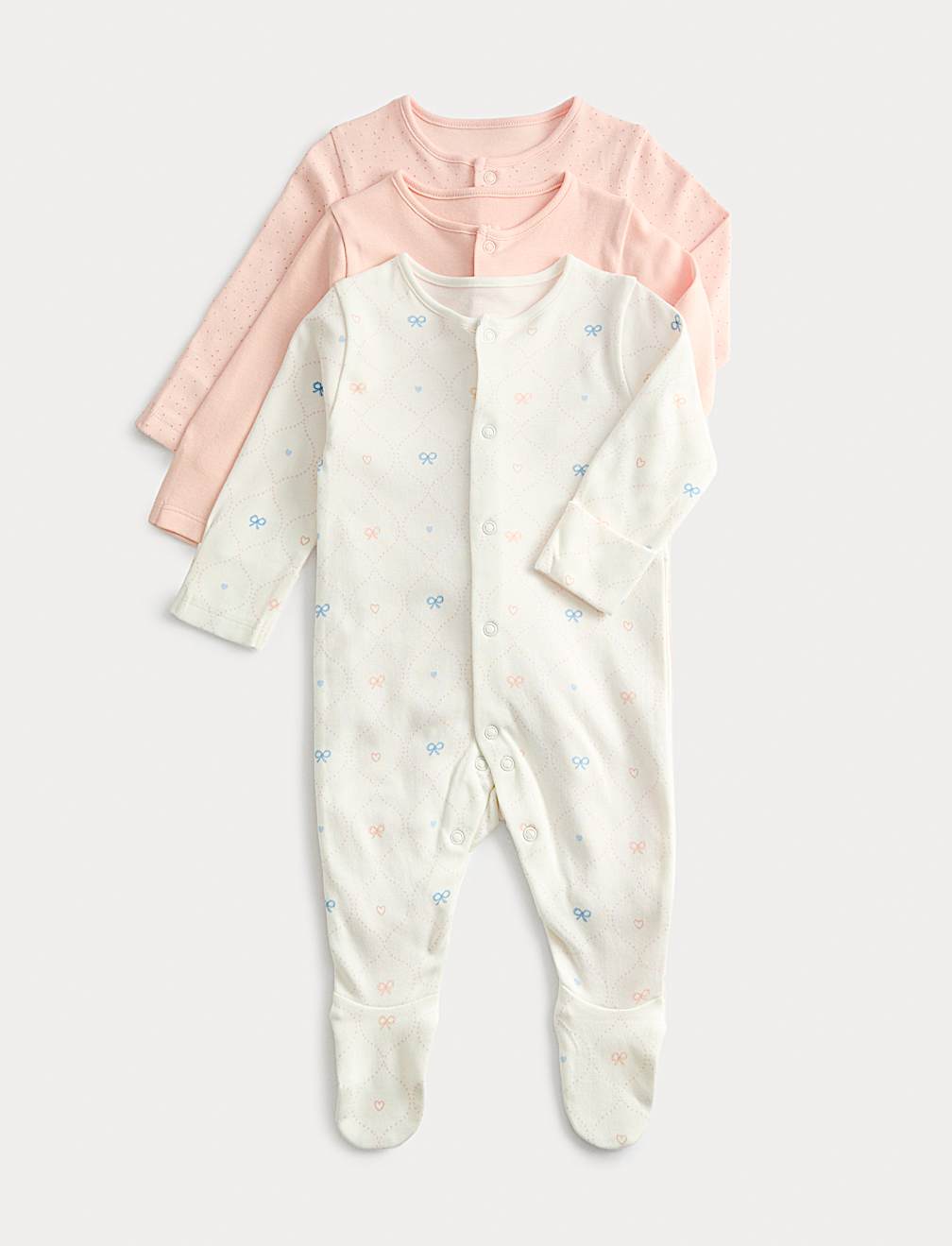 3 Pack Pure Cotton Printed Sleepsuits (0-3 Yrs)