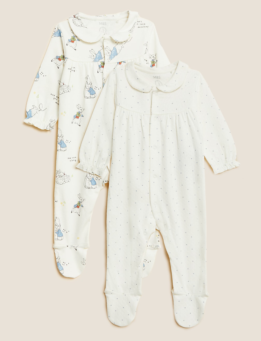 Buy 2pk Pure Cotton Peter Rabbit™ Sleepsuits (7lbs - 3 Yrs) at Marks ...
