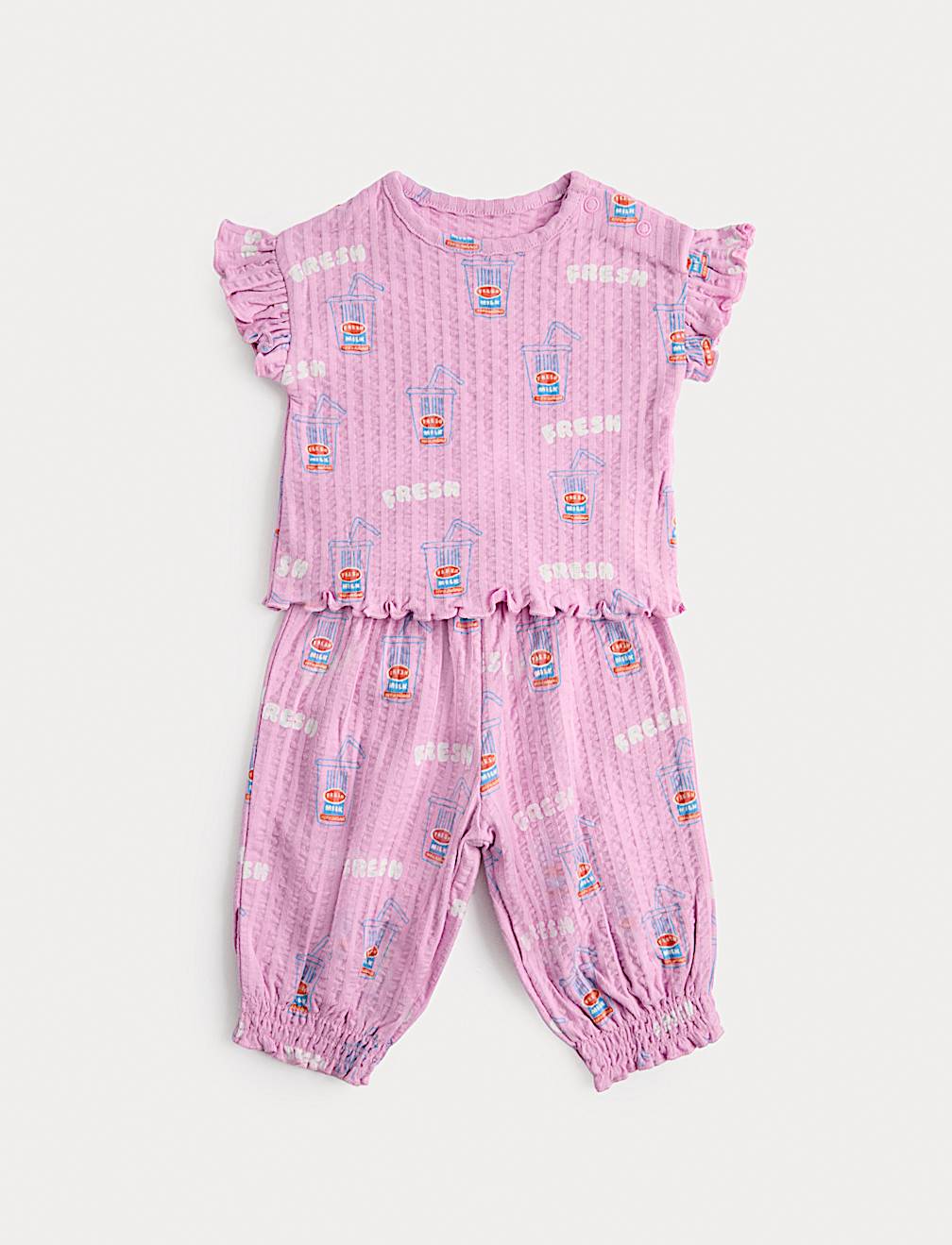 2 Piece Pure Cotton Seersucker Printed Outfit (0-3 Yrs)