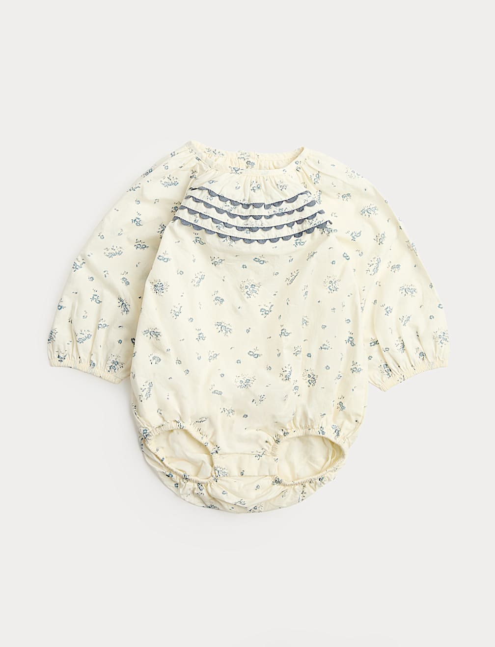 Pure Cotton Floral Long Sleeve Paddler (0-24 Mths)
