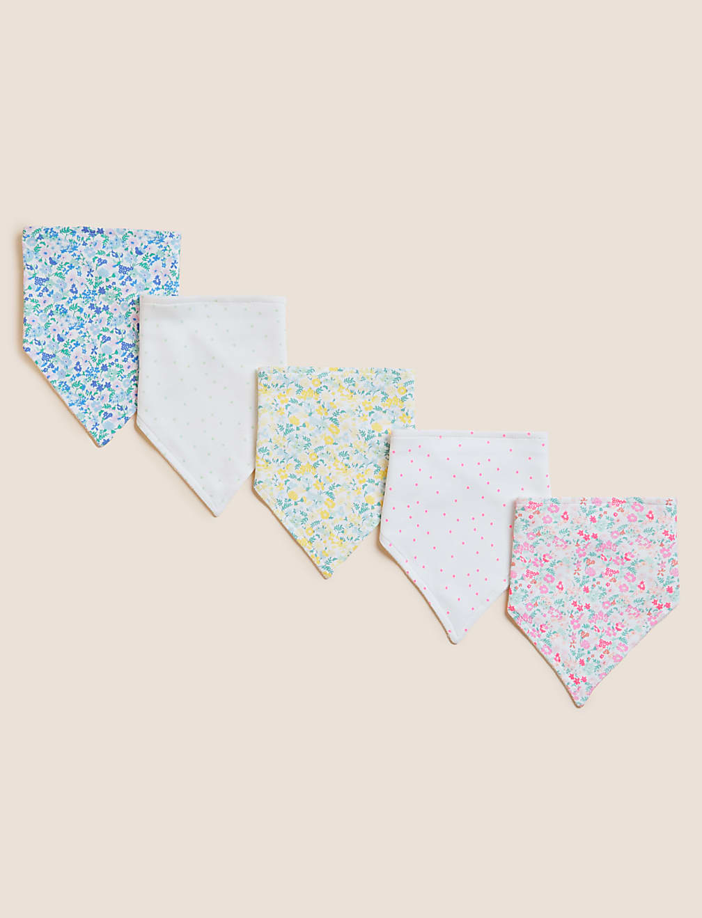 5pk Cotton Rich Floral Dribble Bibs