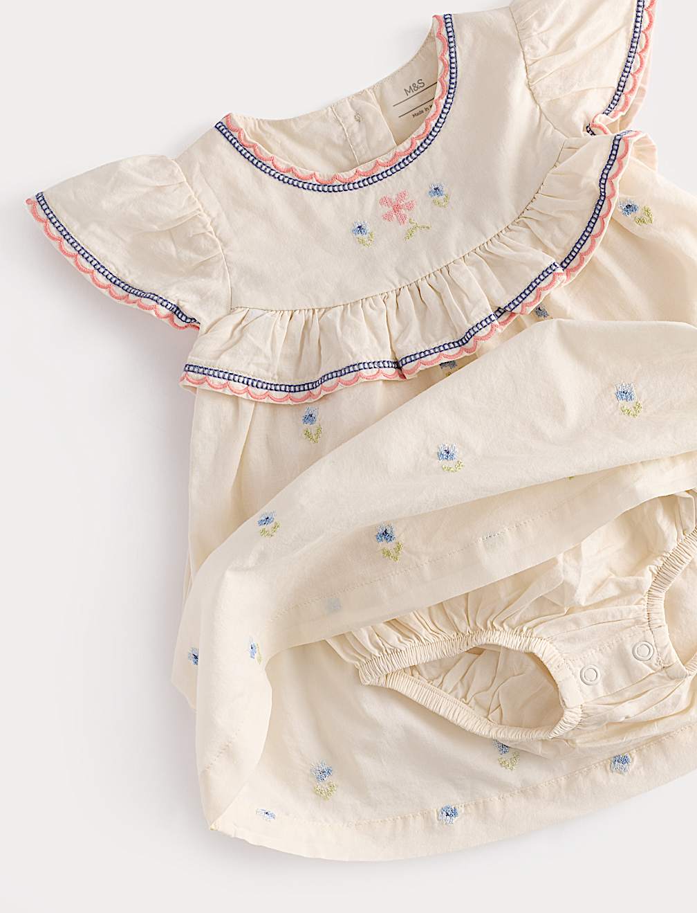 2 Piece Pure Cotton Floral Dress & Hat Outfit (0-2 Yrs)