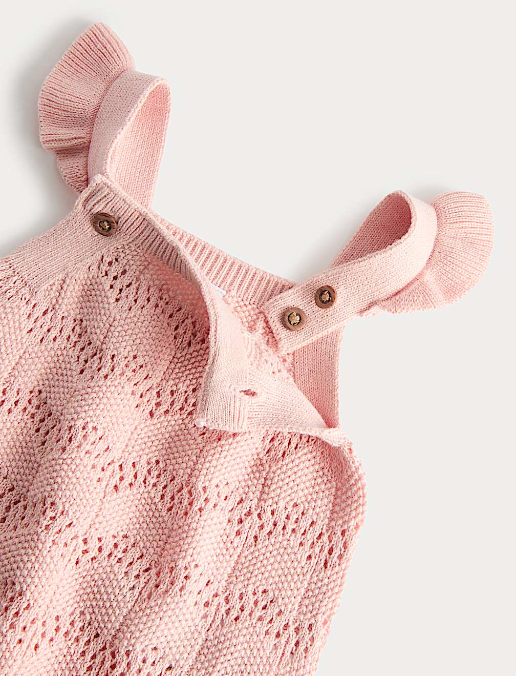 Pure Cotton Frill Knitted Romper (0-18 Mths)