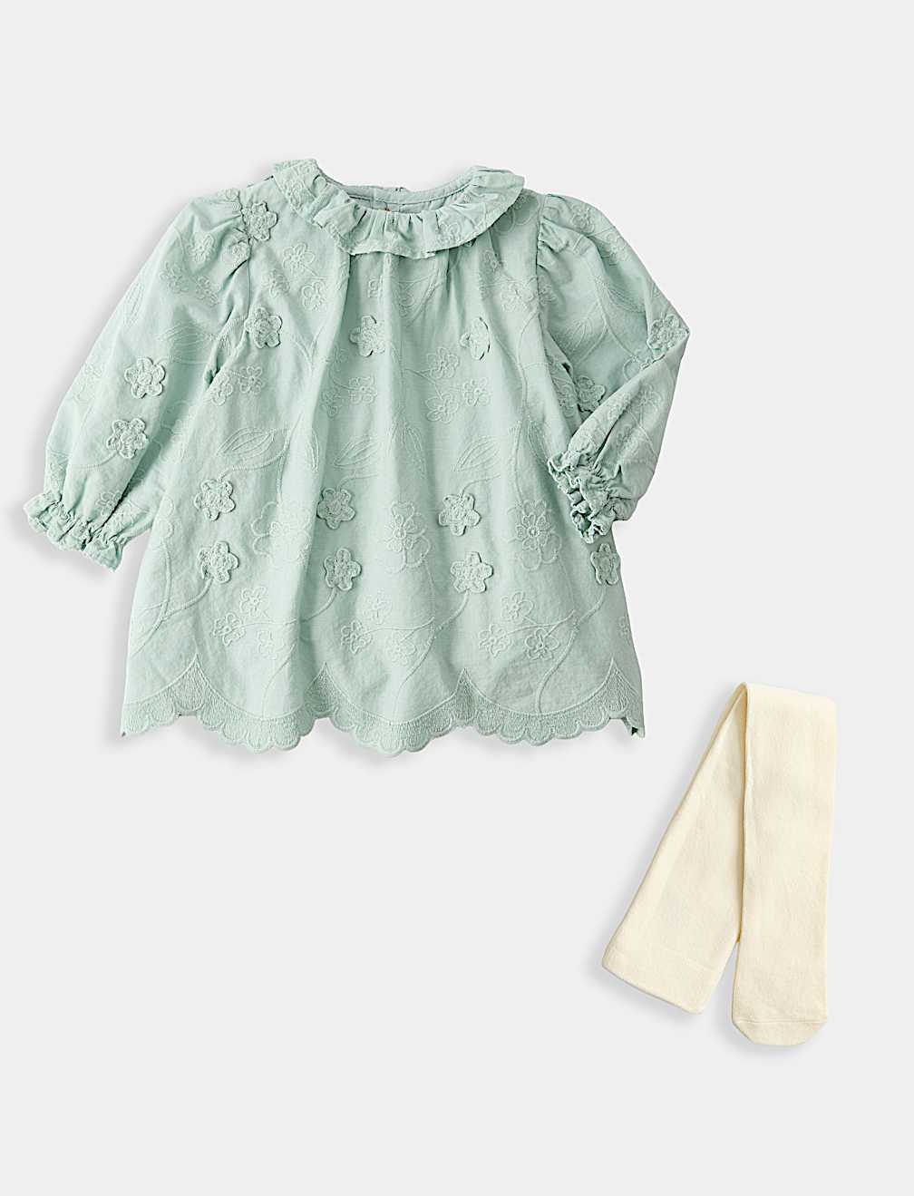 2 Piece Cotton Rich Dress with Tights Set (0-12 Mths)