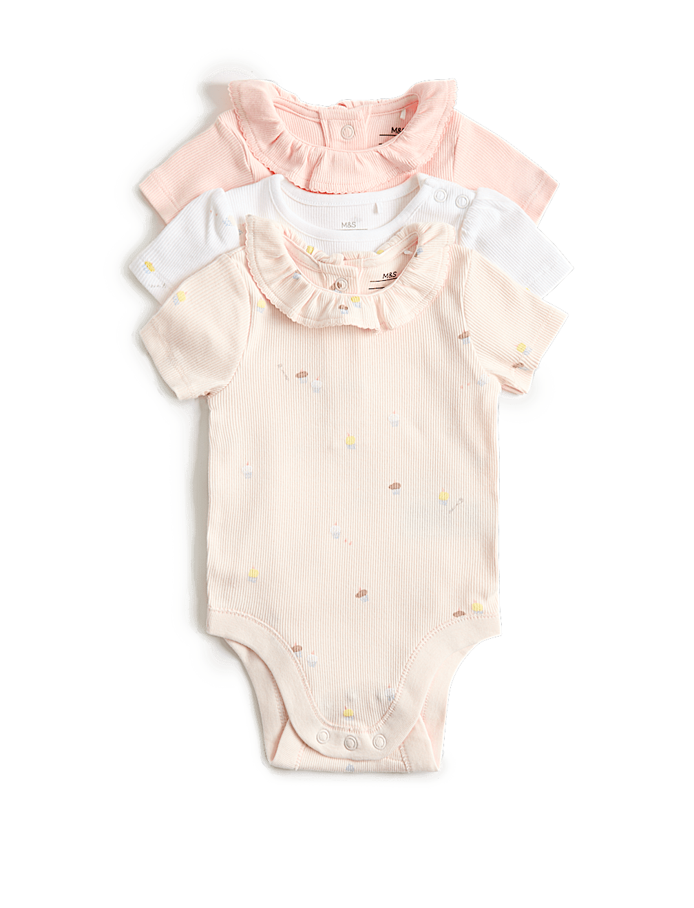 3 Pack Cotton Rich Cupcake Bodysuits (6&frac12;lbs-3 Yrs)