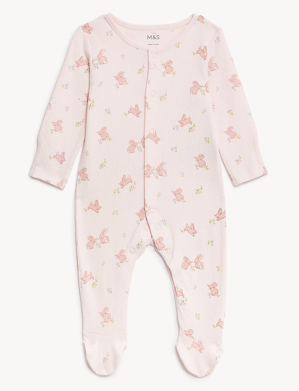 3pk Pure Cotton Bunny Sleepsuits (0-3 Yrs)