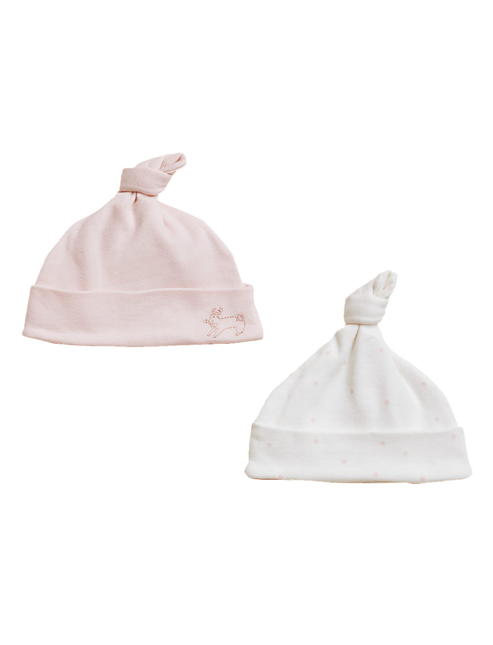 2pk Pure Cotton Hats (0-12 Mths)