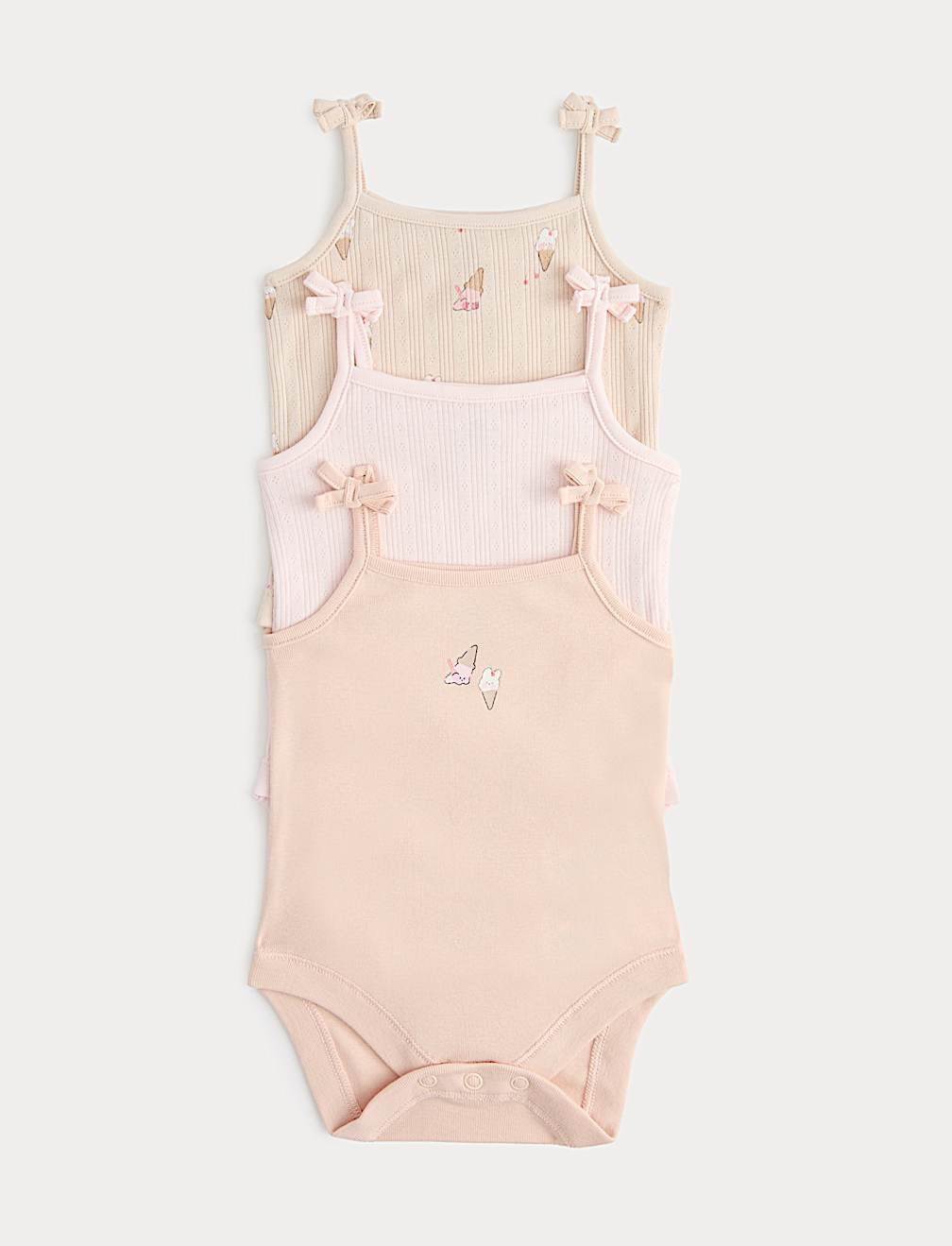 3 Pack Pure Cotton Ice Cream Bodysuits (0-36 Mths)