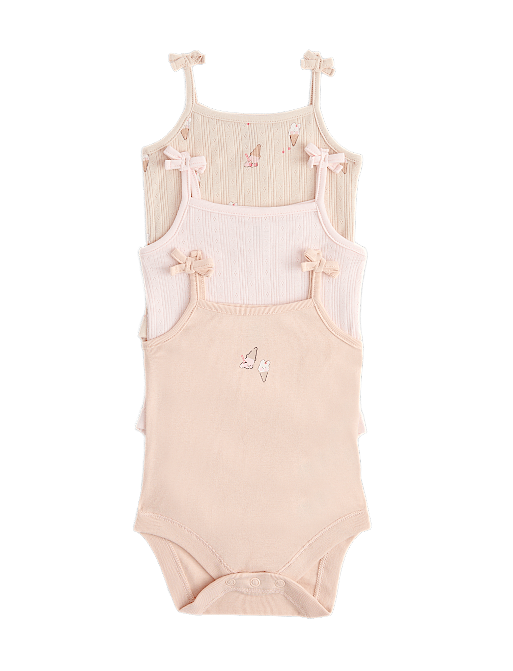 3 Pack Pure Cotton Ice Cream Bodysuits (0-36 Mths)