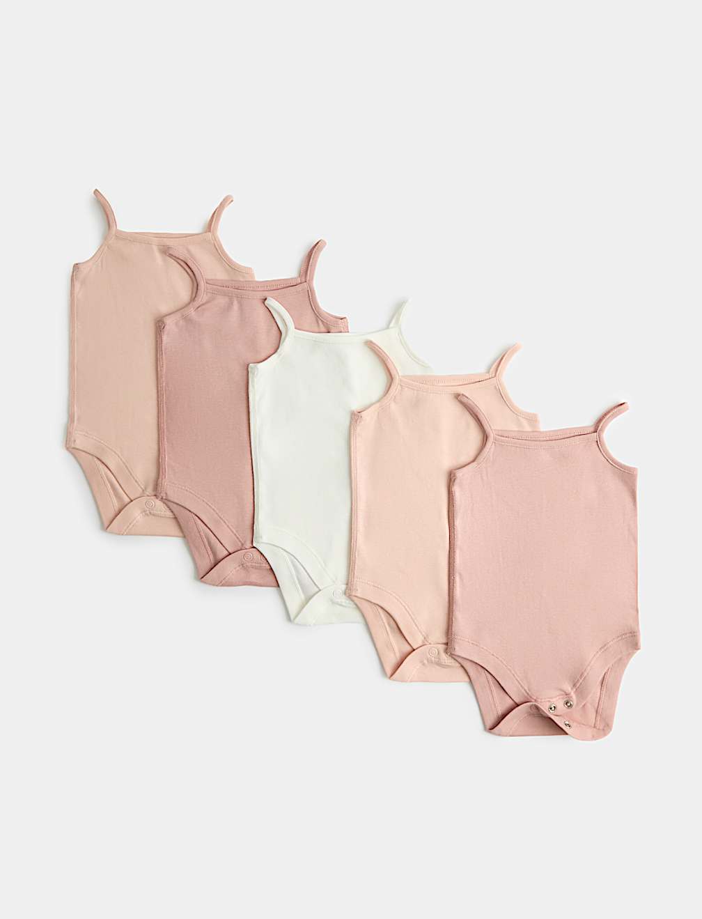 5 Pack Pure Cotton Strappy Bodysuits (6&frac12;lbs - 3 Yrs)