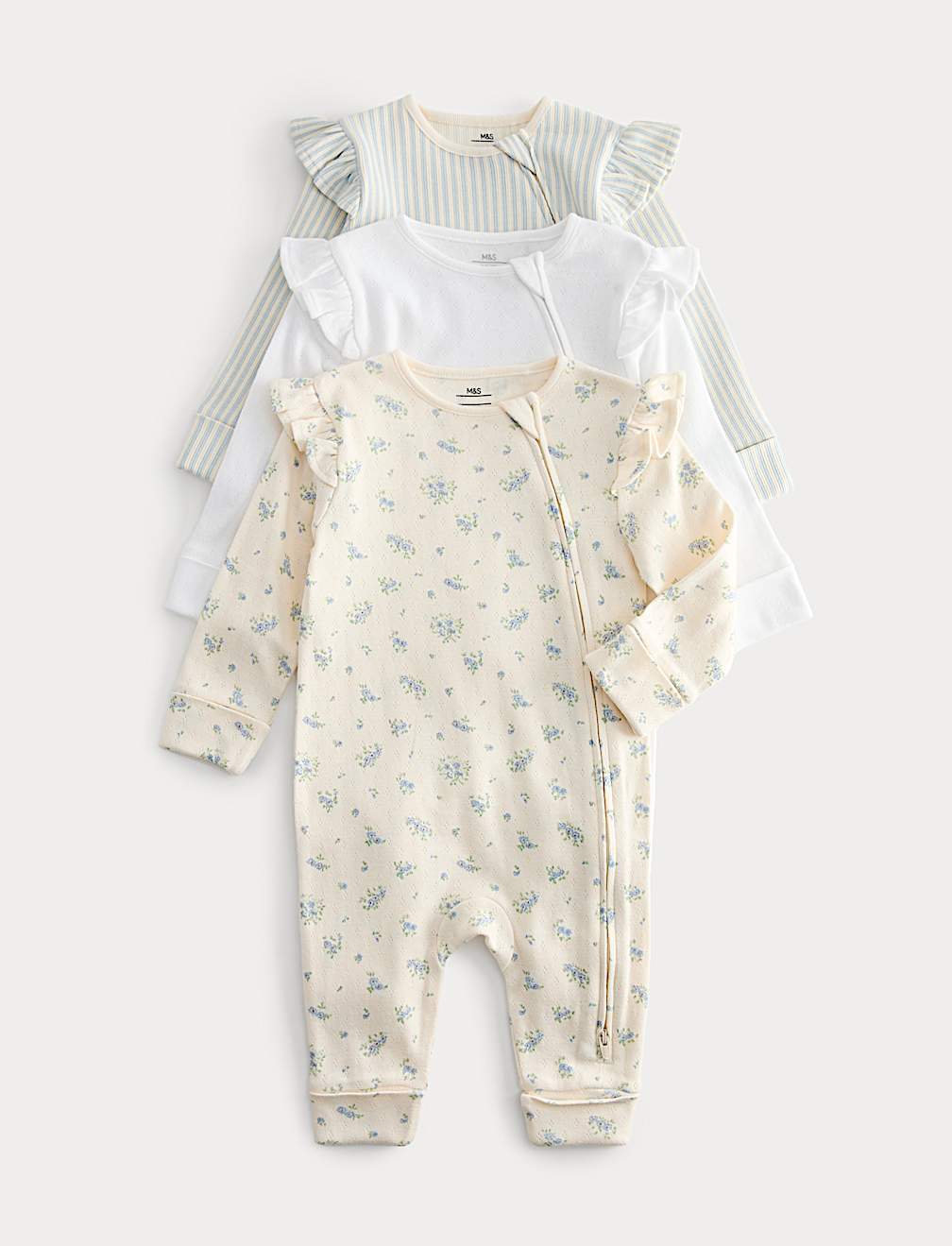 3 Pack Cotton Rich Sleepsuits (6&frac12;lbs-3 Yrs)