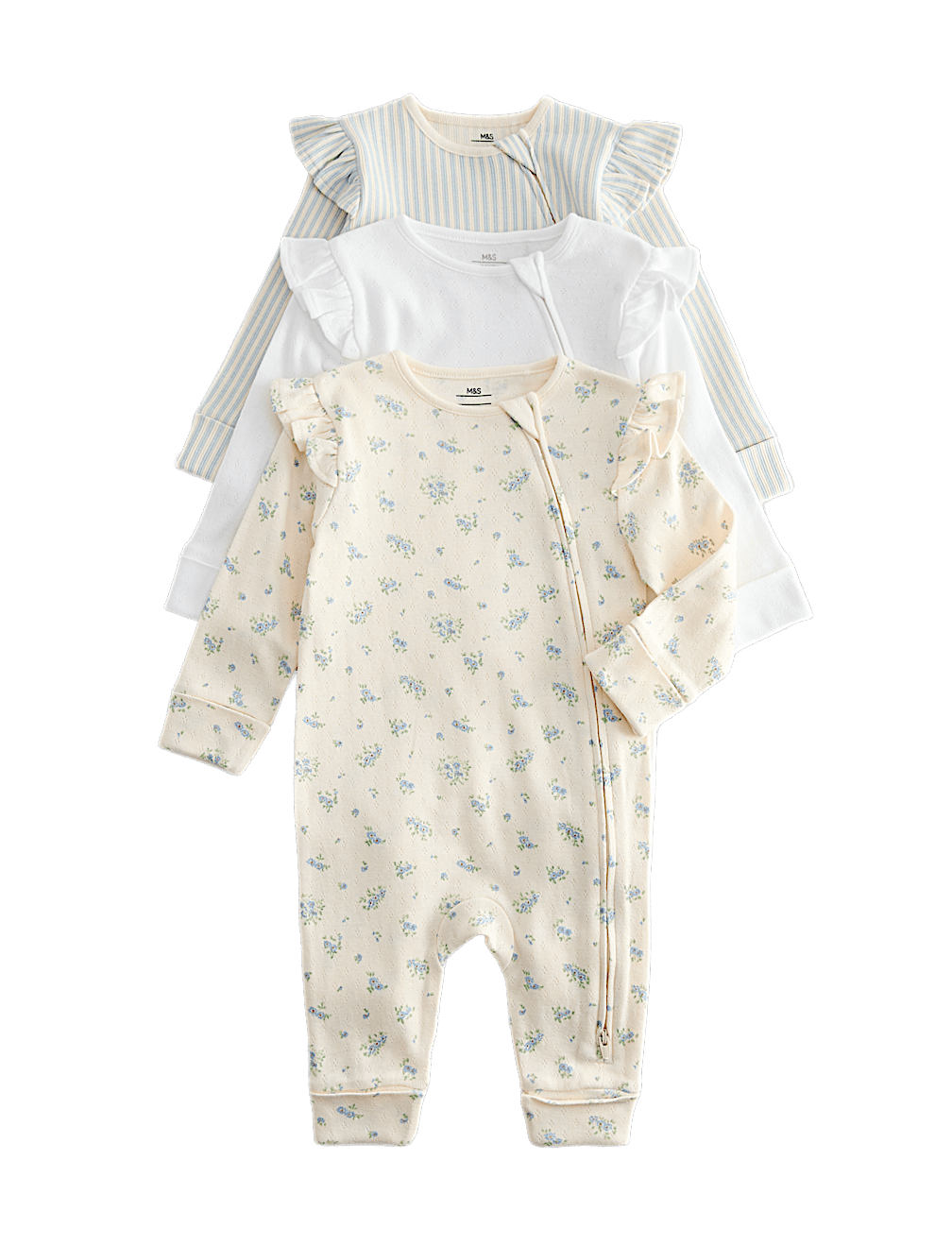 3 Pack Cotton Rich Sleepsuits (6&frac12;lbs-3 Yrs)