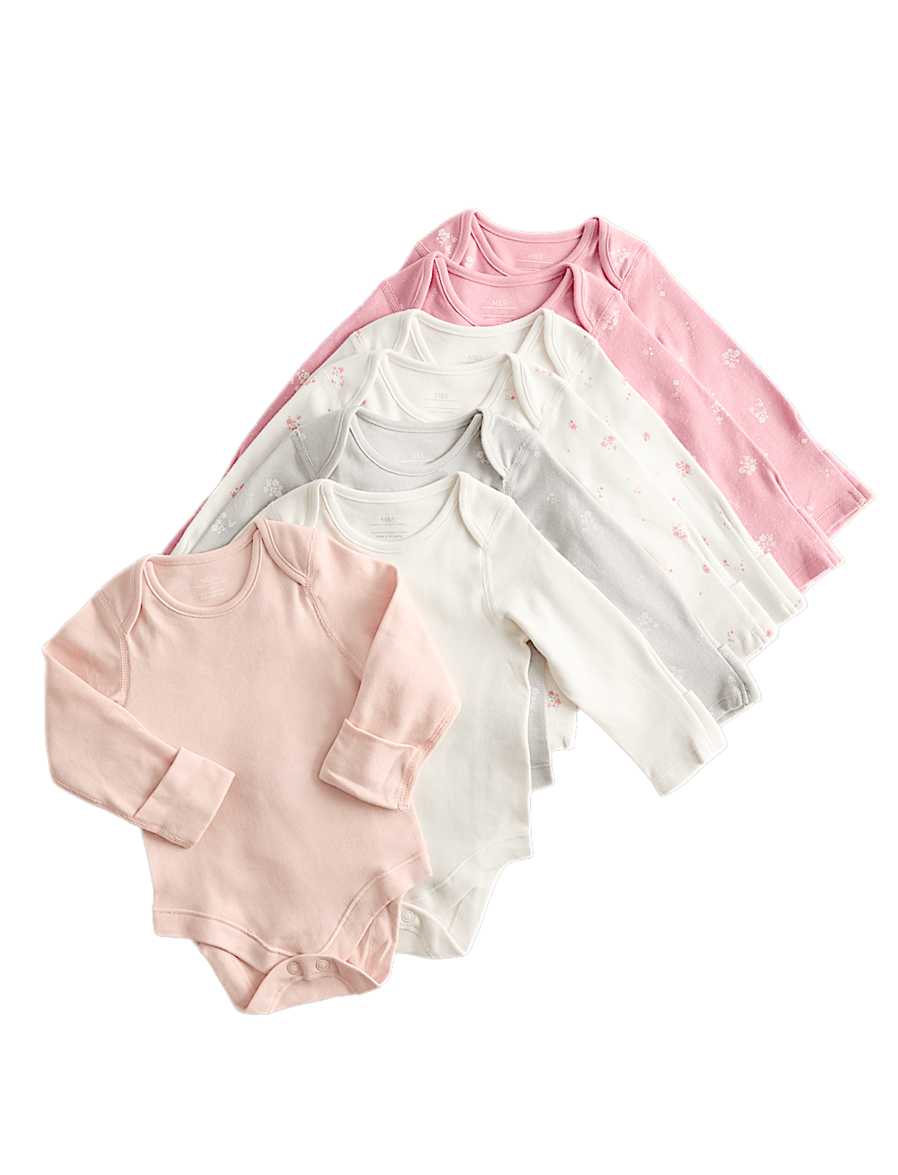 7pk Pure Cotton Floral Bodysuits (0-3 Yrs)