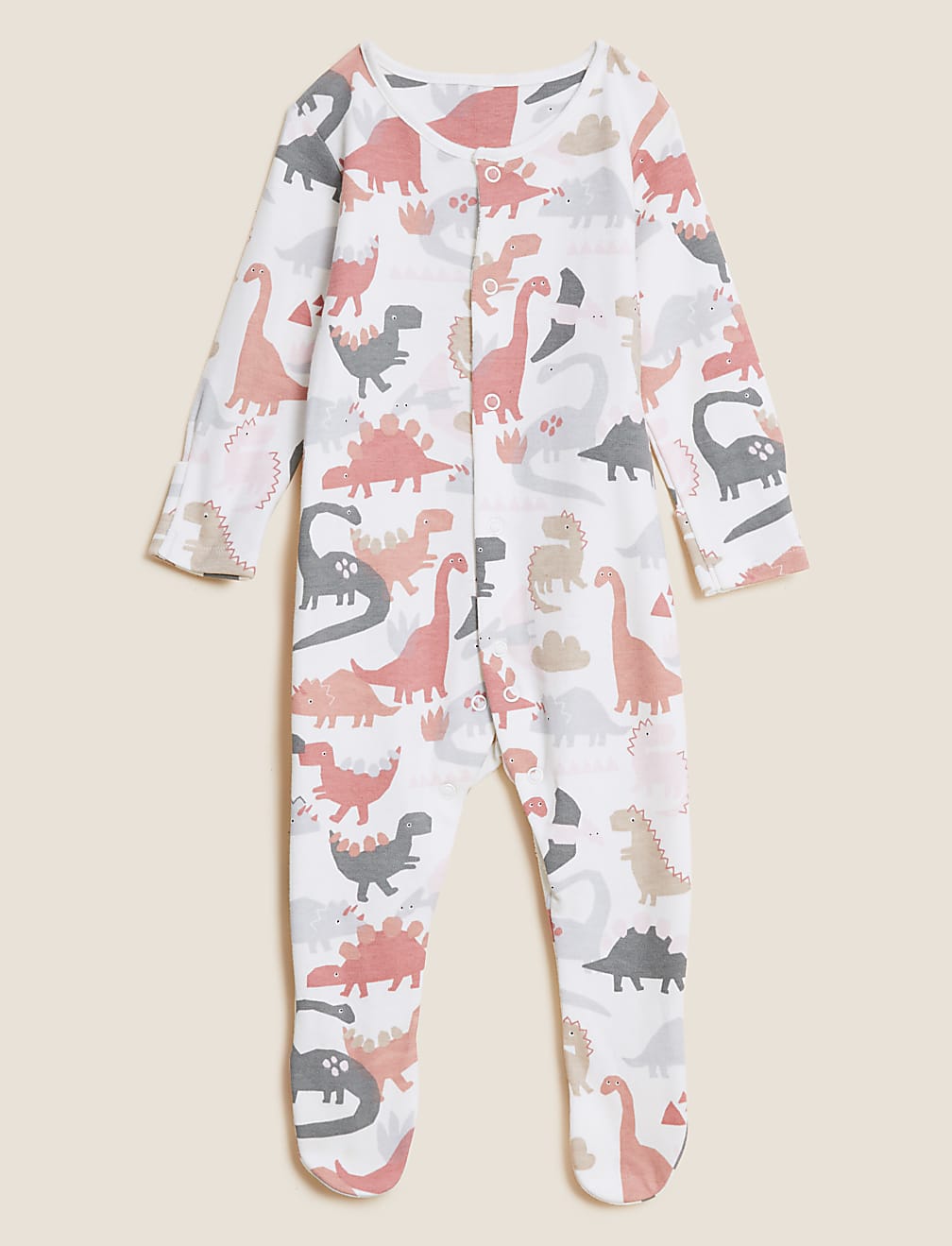 3pk Pure Cotton Dinosaur Sleepsuits (61/2lbs - 3 Yrs)