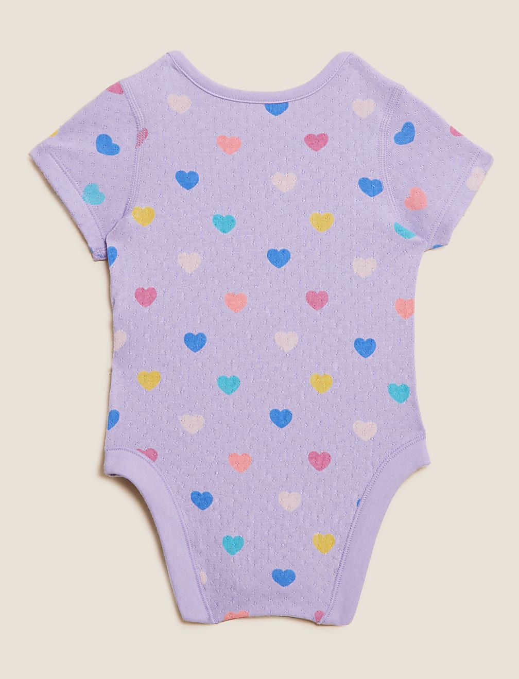 3pk Pure Cotton Heart Bodysuits (6½lbs - 3 Yrs)