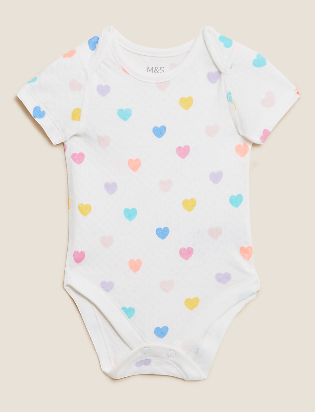 3pk Pure Cotton Heart Bodysuits (6½lbs - 3 Yrs)