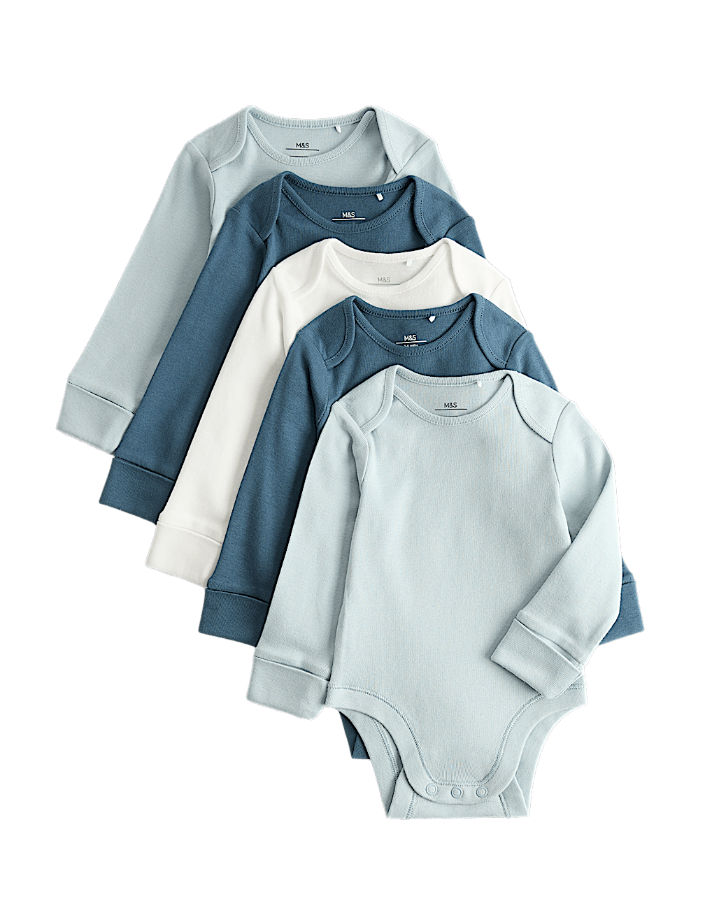 5 Pack Pure Cotton Plain Long Sleeve Bodysuits (7lbs-3 Yrs)